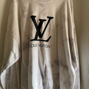LV (not real)  Black and Gray Logo Sweatshirt